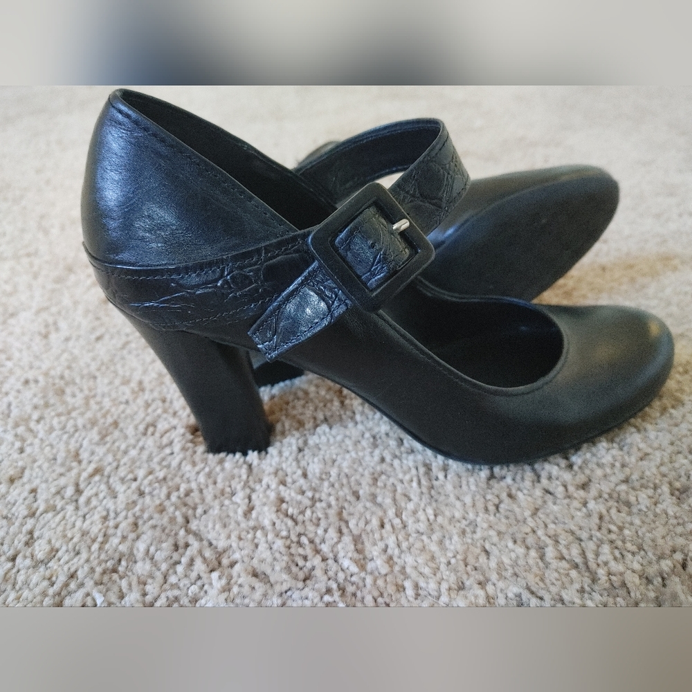 Franco Sarto Black Heels with Side Buckle 10